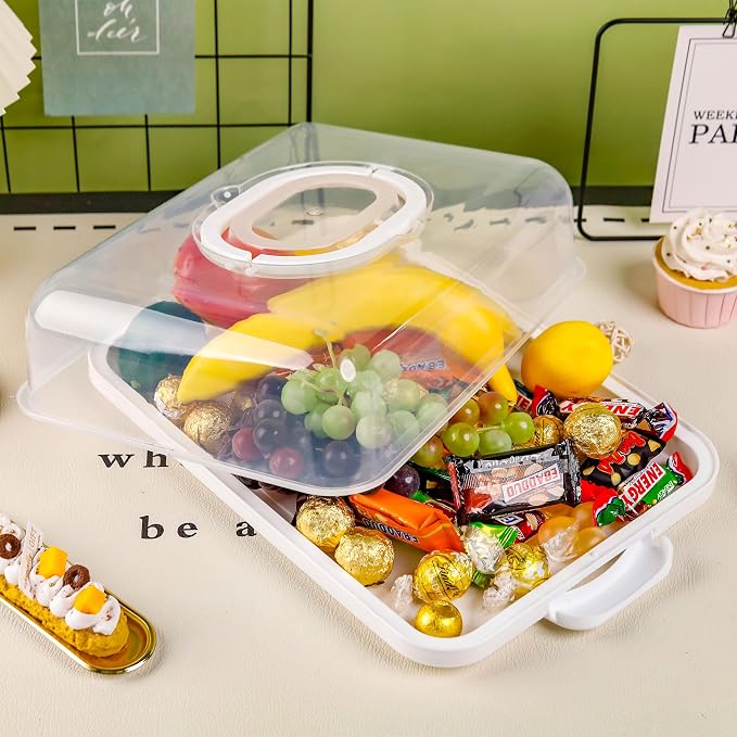 NPLUX White Cupcake Carrier Cupcake Holder with Lid, Cake Container | 3 in 1 Multipurpose, Lid, Holder, Muffins, Pies, Sweets, Pastries, Fruit, Snacks, Transport