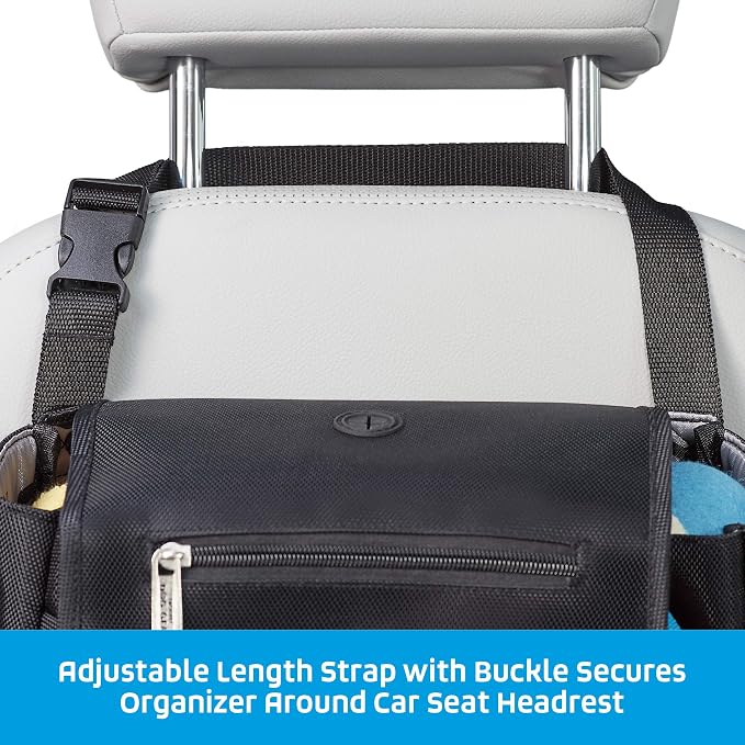 Mobile Dog Gear, Car Seat Back Organizer Travel Bag, Includes Built-in Waste Bag Dispenser and 1 Bag Roll, Black, Meets Airline Requirements