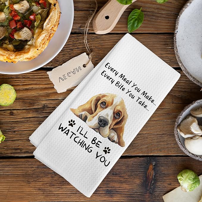 Funny Bassett Basset Hound Every Meal You Make Every Bite You Take Dog Decor Kitchen Dish Hand Tea Towels for Bathroom, Bassett Basset Hound Mom Dad Gifts Gift for Women Men Kids, 16x24 Inch