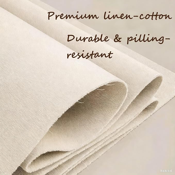 [3 Pack] Beige Cotton Linen Collapsible Storage Bins for Home Organization, Waterproof Fabric Foldable Organizer Boxes, 19.29 x 14.57 x 12.2 Inches, Zippered Flap & Handle (Extra Large)