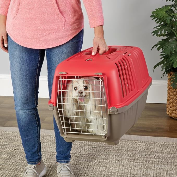 Midwest Homes Spree Travel Carrier 24-Inch Hard-Sided Dog & Cat | Hard-Sided Pet Carrier, Steel Door, Ventilated Design, Locking Tabs, Easy Assembly