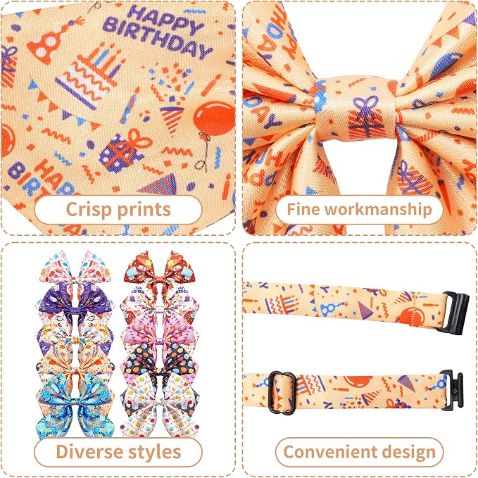 PET Show 10 Pack Happy Birthday Sailor Dog Bowties for Large Dogs
