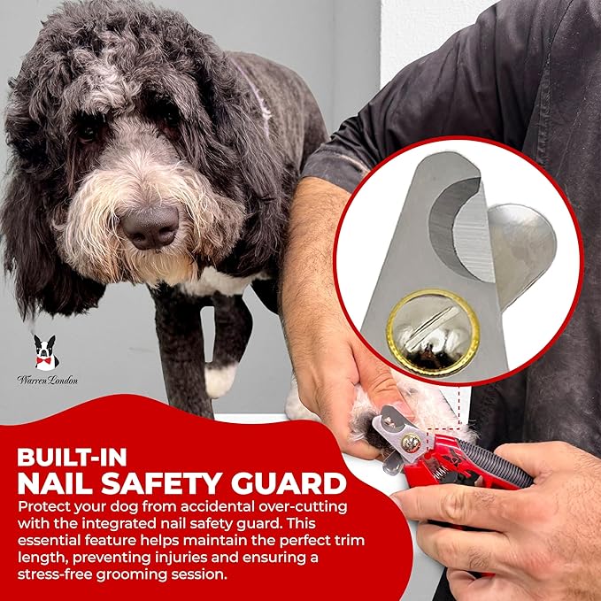 Warren London Dog Nail Clippers for Small Medium & Large Dogs – Professional Pet Nail Trimmer with Stainless Steel Blade, Safety Guard & Non-Slip Ergonomic Handle for Safe Easy Grooming