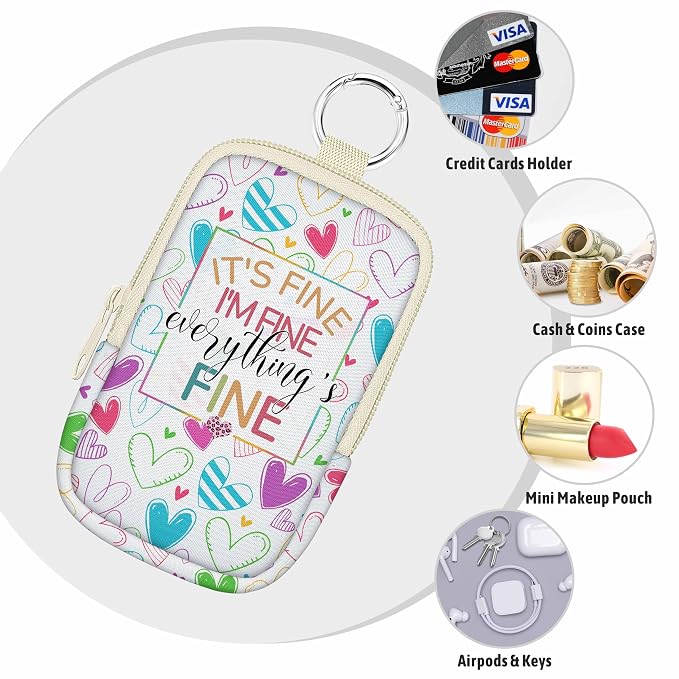 Hand Sanitizer Holder, It's Fine Spray Case Zippered Pouch | Keychain, Travel Size, Cute Fashion Accessory with Snap Hook, for Glow Mist and Power Mist 1FL OZ, Mini Small Pocket Clip on