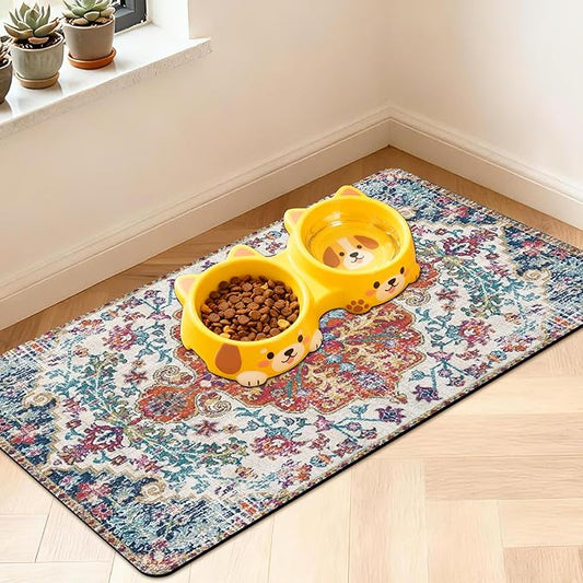 Pet Feeding Mat for Floors Waterproof Dog Mat for Food and Water Absorbent Quick Dry Non Slip mat for Cat Bowls