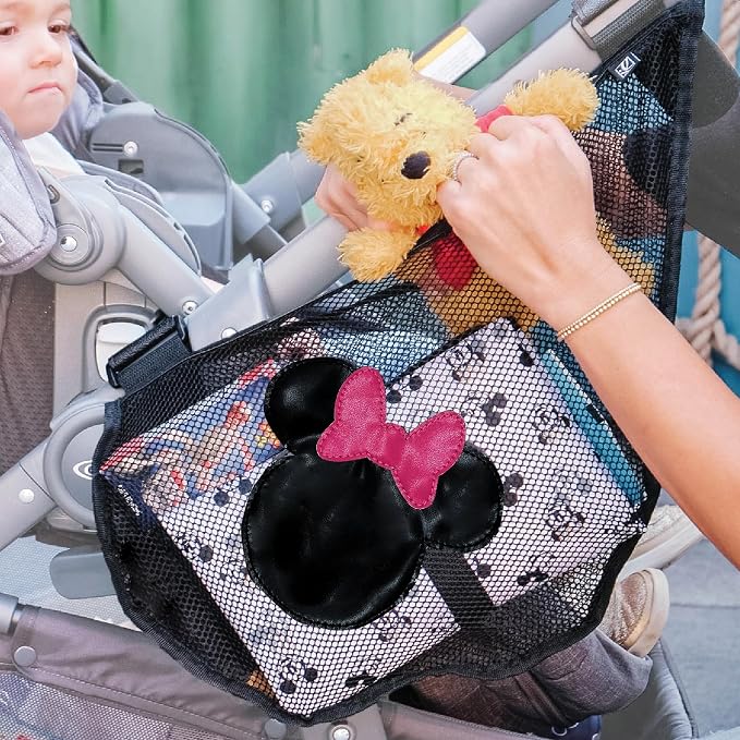 J.L. Childress Disney Baby Side Sling Stroller Organizer & Caddy, Minnie | Disney universal stroller net attachment adds accessible storage for baby essentials to strollers with secure non-slip straps