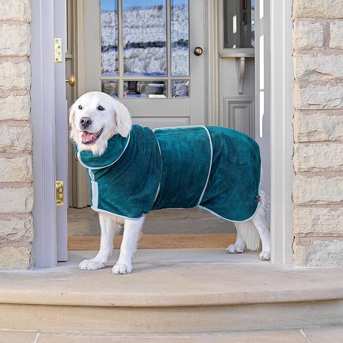 Lucky Pooch® Dog Robe - Luxurious Dog Bathrobe - Ultra Absorbent Dries Your Dogs in Minutes! Double-Layer, Super Soft Towel and Bath Robe All in One (Giant, Teal)