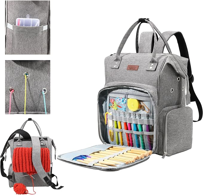 crochet bag,knitting bagBackpack and Tote Bag Storage Bag ，Large capacityYarn Storage Organizer Travel Crochet Bag Women Carrying Crochet Accessories Knitting Needles Crochet
