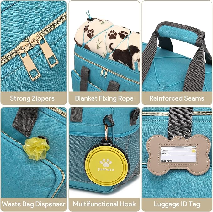 Dog Travel Bag for Traveling| Week Away/Overnight Travel Accessories with Multi-Function Pockets|Pet Travel Set for Dog and Cat|Ultimate Gift for Dog Moms &Dads, Doggy Lovers &Pet Owners