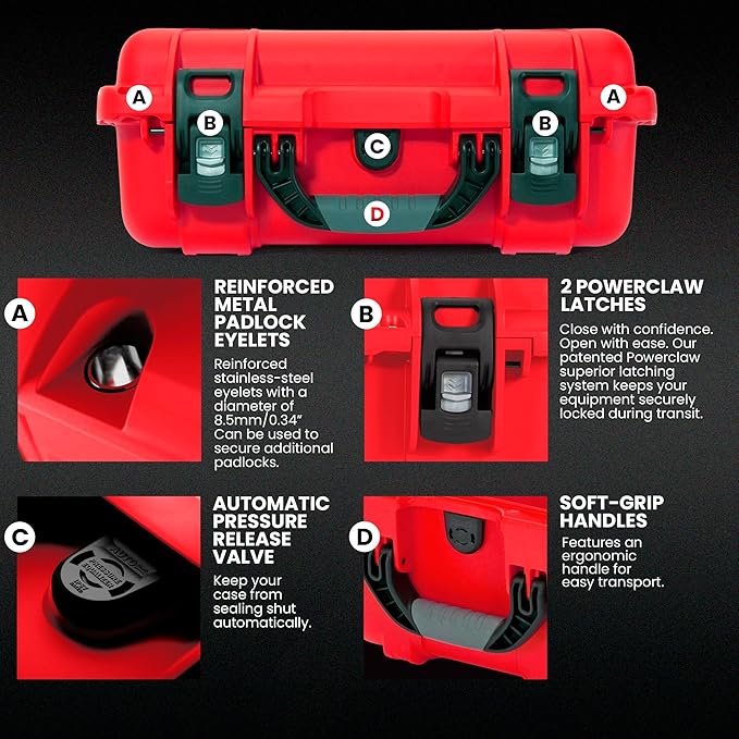 NANUK 920 Waterproof First Aid Box Empty – Durable, Medical First Aid Organizer Case, IP67-Rated, Dustproof, Impact-Resistant, and Floats (15" x 10.5" x 6.2") – Red | Floats (15' x 10.5' x 6.2'), Medical Organizer Case, IP67-Rated