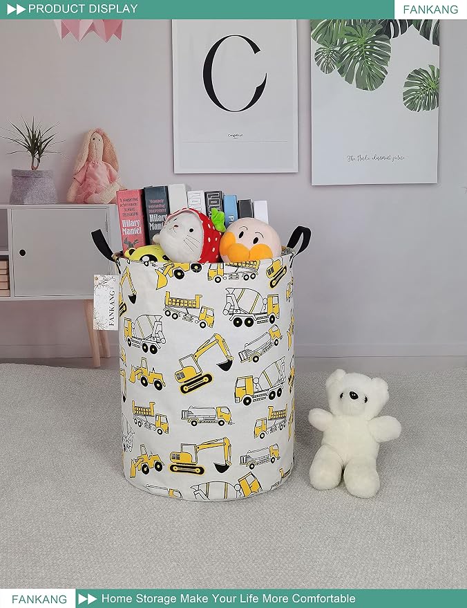 Storage Bin Foldable Nursery Organizer Basket Excavator | Foldable with Waterproof PE Coating Organizer Bin for Kids Boys and Girls,Office,Bedroom,Clothes
