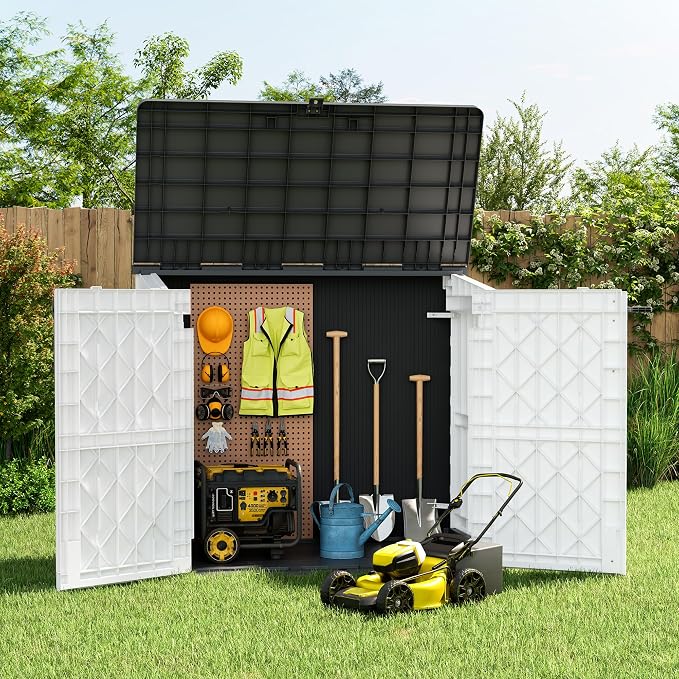 LHBcraft Outdoor Storage Cabinet 36 Cu Ft with Lockable Doors, Portable Horizontal Storage Shed, Resin Outdoor Storage Box Waterproof for Patio-Easy to Assemble