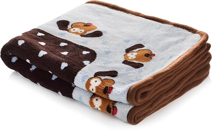 Snuggle Puppy Fleece Blanket for Dogs, Washable, 48 x 30 in - Blue