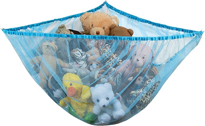 Handy Laundry Jumbo Toy Hammock - Organize stuffed animals or children's toys Looks great with any décor while neatly organizing kid's toys and stuffed animals. Expands to 5.5 feet (Blue)