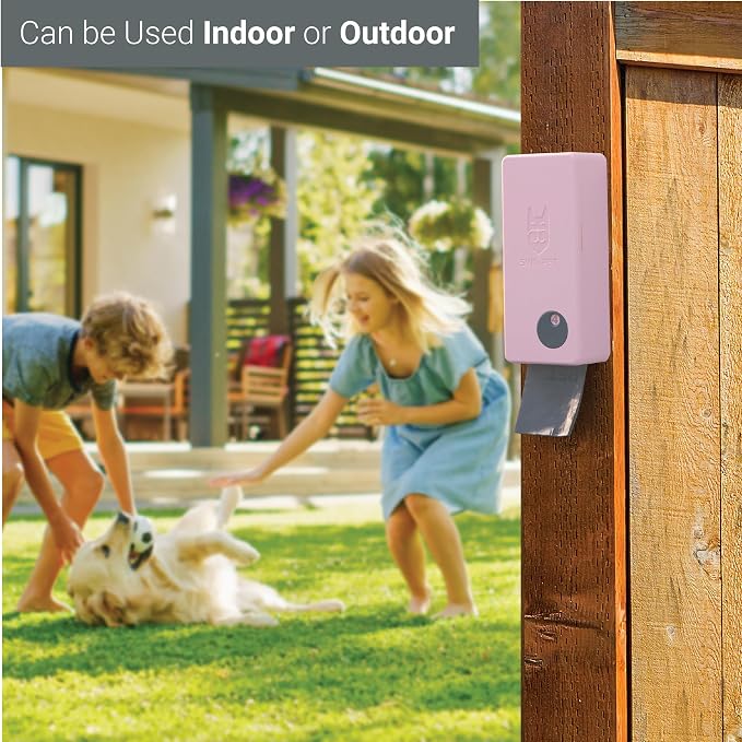 SVD.PET Dog Poop Bag Dispenser, Wall Mount Pet Waste Bag Dispenser Station | Weatherproof Outdoor or Indoor Bag Holder, Easy to Refill Magnetic Cover (Pink, Dispenser only)