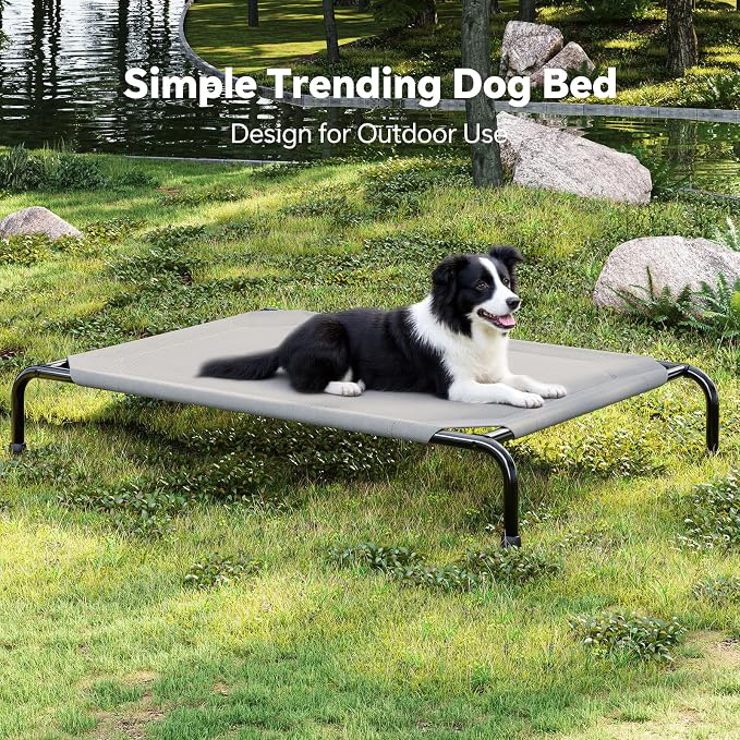 Simple Trending Raised Dog Bed for Large Dogs, Waterproof XL Dog Cot, Outdoor Cooling Elevated Pet Bed Load 200lb, 47.75" x 30.5", Grey (Pack of 2)
