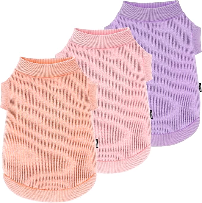 3 Pack Dog Shirt for Small Supplies Functional Waffle Dog Clothes Warm Soft Sweatshirt Outfit for Dogs Cats Pet Apparel