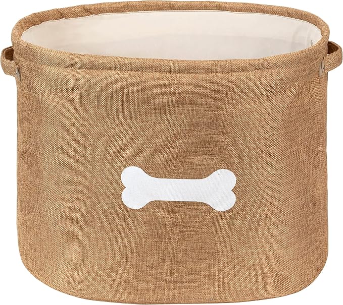 Park Life Designs Dog Toy Basket - Stylish Basket for Dog Toys, Storage Solution for Pets Including Cats, Puppies, and Kittens | Capri, Tan, White Bone