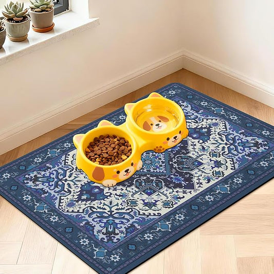 Pet Feeding Mat for Floors Waterproof Dog Mat for Food and Water Absorbent Quick Dry Non Slip mat for Cat Bowls