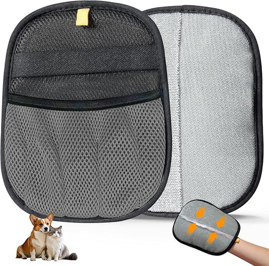 PurePath Pet Hair Removal Glove – Electrostatic Pet Hair Remover for Laundry, Couch, Carpet, Furniture & Pet Grooming – Reusable Cat Dog Hair Magic Brush Mitt – Grey (1 PCS)