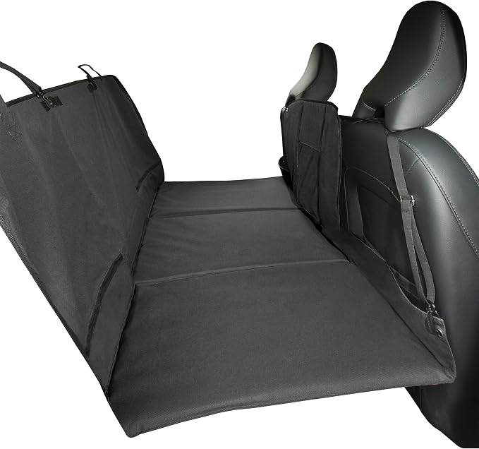 Furhaven Deluxe Multi-Panel Hard Bottom Platform Bridge Backseat Protector w/ Travel Bag - Gray, One Size