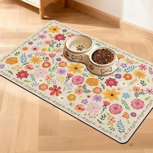Pet Feeding Mat for Floors Waterproof Dog Mat for Food and Water Absorbent Quick Dry Non Slip mat for Cat Bowls