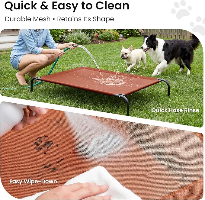 Love's cabin Elevated Cooling Dog Bed for Large Dogs, Portable Indoor & Outdoor Raised Pet Dog Cat Cot, Durable Summer Frame with Breathable Mesh, Terracotta, 48 inches