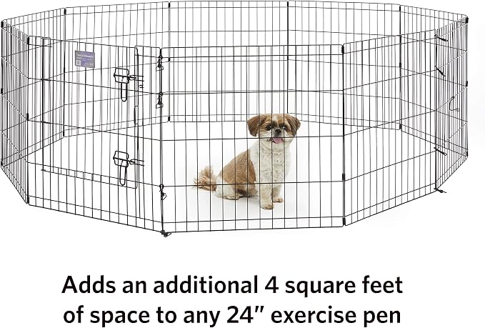 MidWest Homes for Pets Universal Pet Playpen 2-Panel Extension Kit | Fits Metal 24-Inch Dog Pens | Kit Measures 24H x 47.50W Inches| Includes 4 Thumb Snaps, 2 Ground Stakes