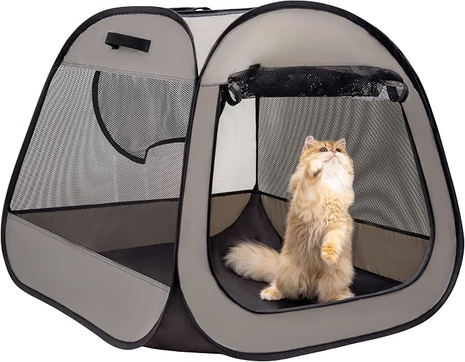 LAFYETTE. - US Based, Portable Cat Playpen, Trapezoidal Stable Design, Foldable Pet Tent for Indoor Outdoor Use, Cat Dog Play Enclosure, Kitten Puppy Kennel Crate, Pet House, Easy Setup, 33" x 26.5"