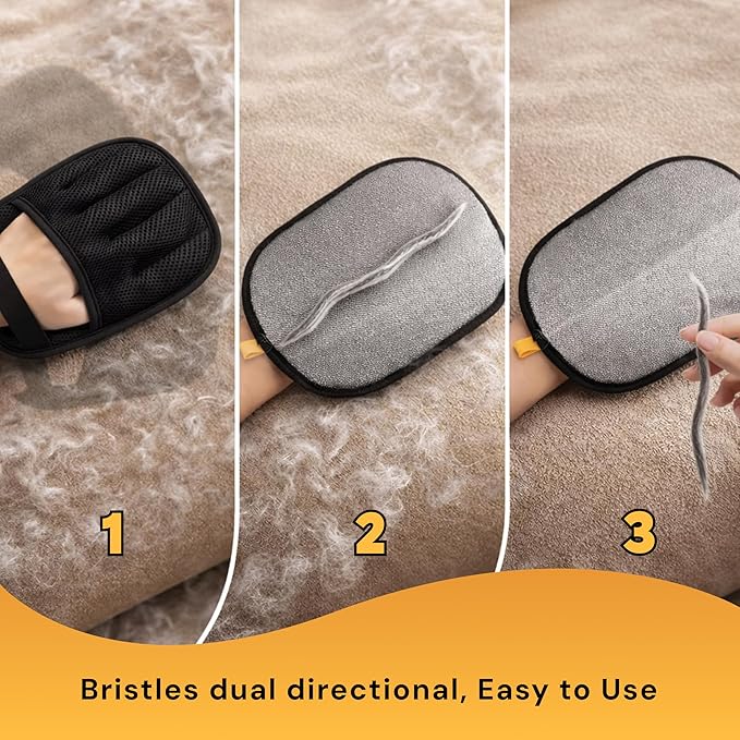 Wolfster 2 Pack Pet Hair Removal Glove, Reusable Dog & Cat Hair Remover Mitt, Electrostatic Fur Remover for Furniture, Couch, Car, Carpet, Lint Roller Alternative Grooming Glove