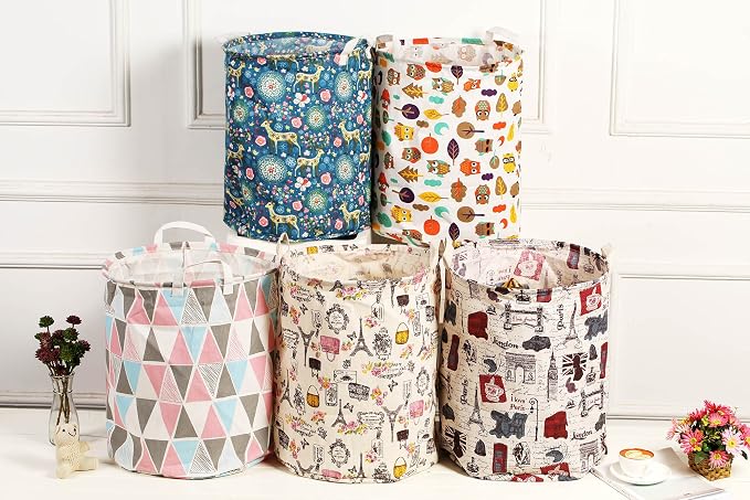 Merdes 19.7’’ Waterproof Foldable Laundry Hamper, Dirty Clothes Laundry Basket, Linen Bin Storage Organizer for Toy Collection (Owl)