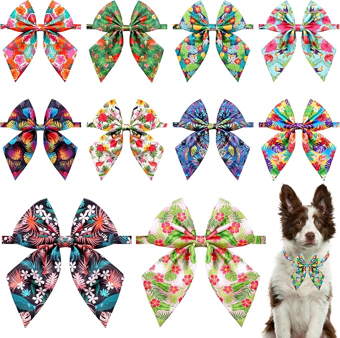PET SHOW 10 Pack Hawaiian Sailor Dog Bowties for Large Dogs