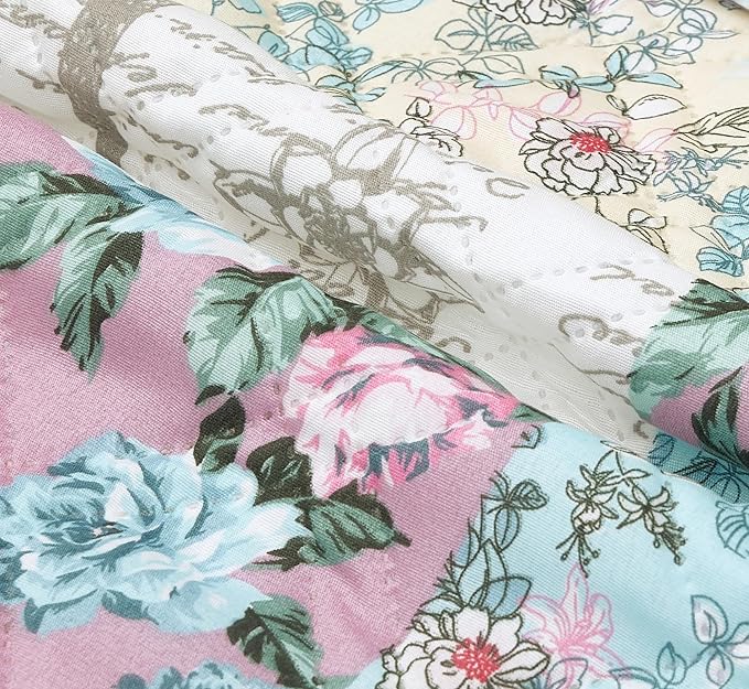 Brilliant Sunshine Lilac Rose & Egg Blue Toile Recliner Cover, 26" seat | Quilted Sofa Cover, Living Room & Bedroom Furniture Protector, Washable Reclining Chair Slipcover for Pets, Dogs & Cats