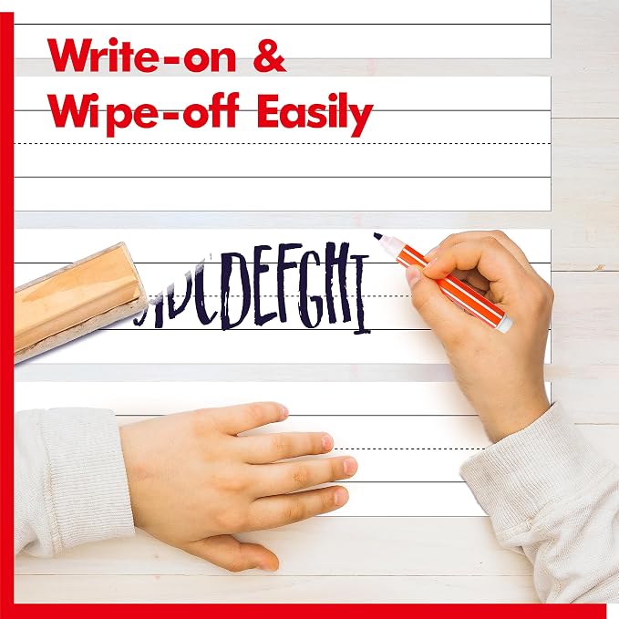10 Pack Magnetic Sentence Strips, Dry Erase Writing Strip Erasable & Writable Lined Sentence Learning Strip for Classroom Learning Tool School, Office Supplies Whiteboard (17” x 3”)