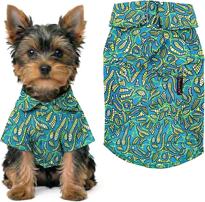 Parisian Pet Tribal Dog Shirt - Cotton Clothes for Small Dogs - Stylish Tropical Dog Outfit - Lightweight and Soft Puppy Clothes - Trendy Tshirts for Dogs - Comfortable Summer Camp Pet Apparel