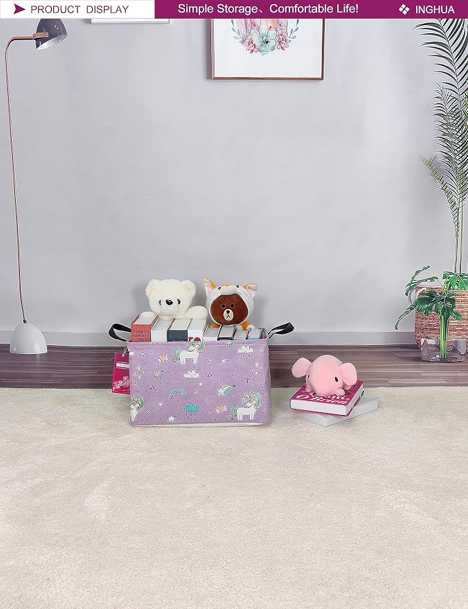 Rectangular Unicorn Storage Basket | Gifts Bag for Books,Clothes,Gifts,Pets-Perfect for Home,Office,Nursery,Dorm,Shelf