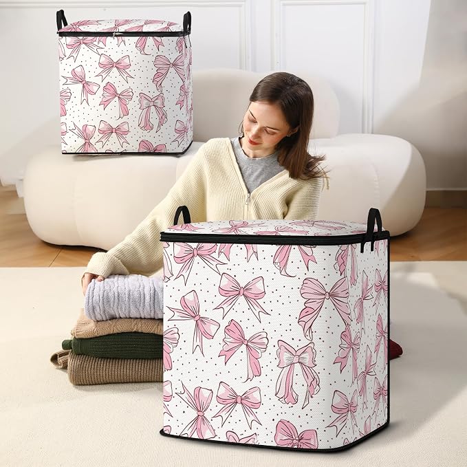 2pcs blanket storage bag for under bed,closet organizers 95L | clothing sweater sheet bedding comforter duvet quilt pillow toy storage bags with lids,dorm room essentials for containers