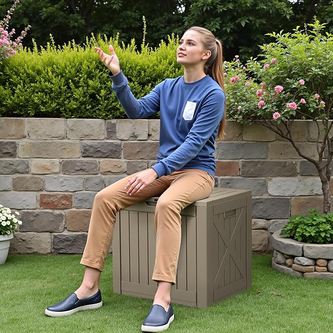 Devoko 40 Gallon Deck Box Lockable Outdoor Storage Box Waterproof for Patio | Weatherproof Use Indoors Outdoors, Holds Patio Cushions, Garden Tools & Pool Supplies, Easy 15-min assembly.