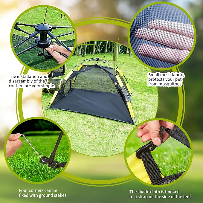 Outdoor Enclosure 6-in-1 Cat & Ferret Playpen with Tunnels, Portable Foldable Pop Up Play Tunnel for Cats, Dogs, Rabbits & Ferrets