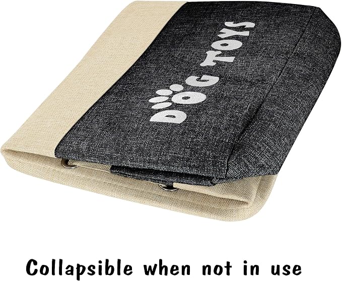 PET ARTIST Dog Toy Basket, Large Collapsible, Black, L:15"x13"x12" | Dog Toy Bin Box, Comfortable Handles, Large Pet Toy Storage Organizer, For Accessories, Toys, Coat & Clothing, Blanket Leash