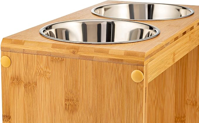 Pawfect Pets 12" Elevated Dog Pet Feeder- Large Raised Dog Bowl Stand- Includes 4 Stainless Steel Bowls (12 Inch)