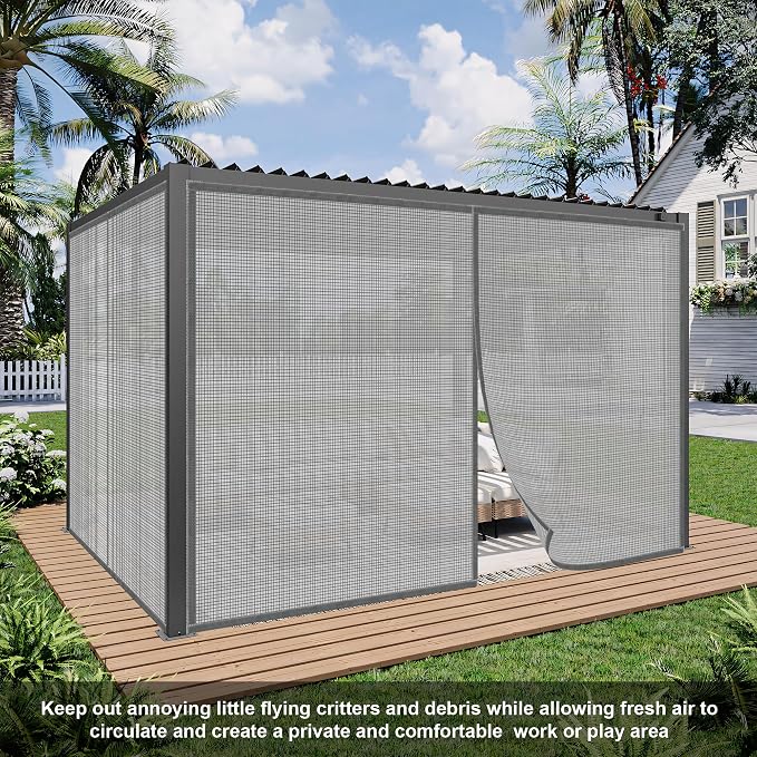 Privacy Garage Door Screen Blackout for 2 Car Garage-18x7FT Privacy Silver Grey Heavy Duty Magnetic Garage Screen, Hands Free, Magnetic Privacy Garage Screen Door
