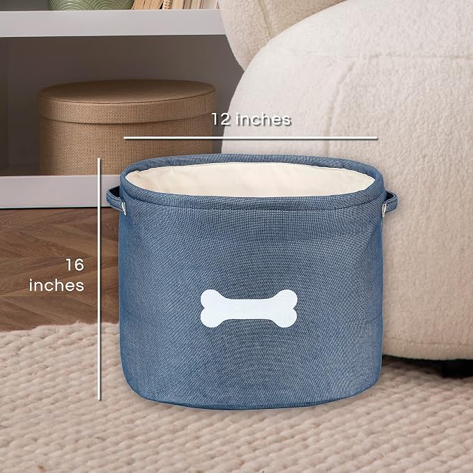 Park Life Designs - Dog Toy Storage for All Pets, Including Cats, Puppies, and Kittens (Capri, Blue, White Bone)
