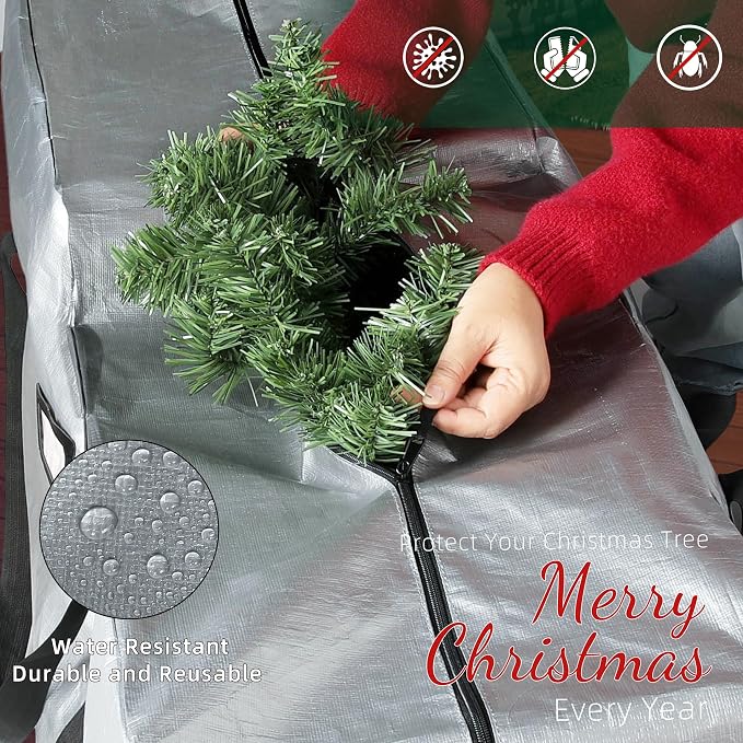 Large Christmas Tree Storage Bag Heavy Duty 9 Ft (Gray) | Protects From Moisture & Dust, Holiday Storage, Alternative To Tree Storage Box