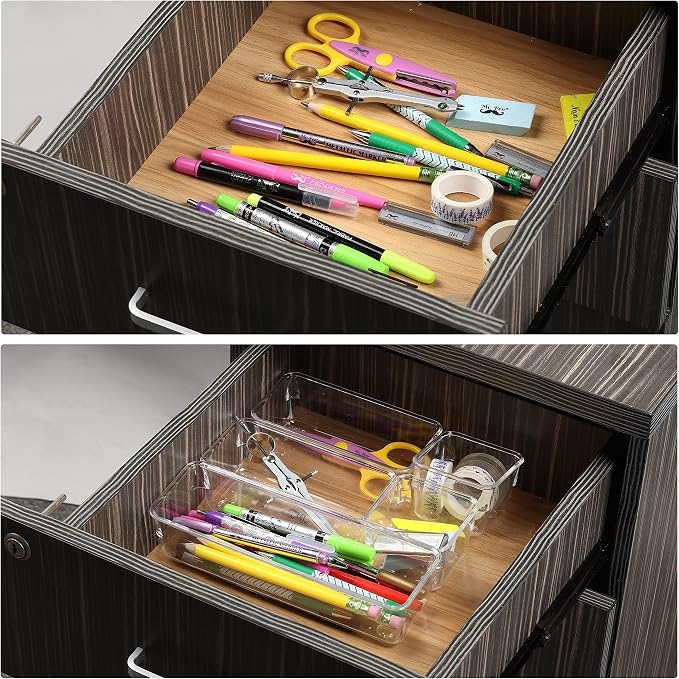 Mr. Pen- Drawer Organizers Set, 5 pcs, Clear Plastic Drawers Organizer | Makeup Drawer Organizer, containers for Organizing, Desk Drawer Organizer, Vanity Organizer, Bathroom Drawer Organizers