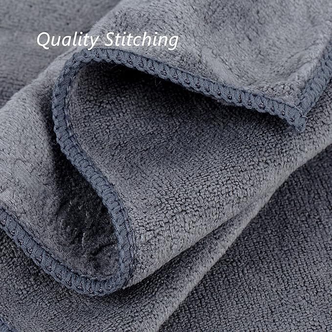 JML Bath Towels Set of 6, Oversized Large Microfiber Bath Towels for Adult Men Women, 30" x 60", Soft,Super Absorption, Perfect for Shower, Sauna, Yoga, Gym, Beach, Pool, Sport - Grey Floral Pattern