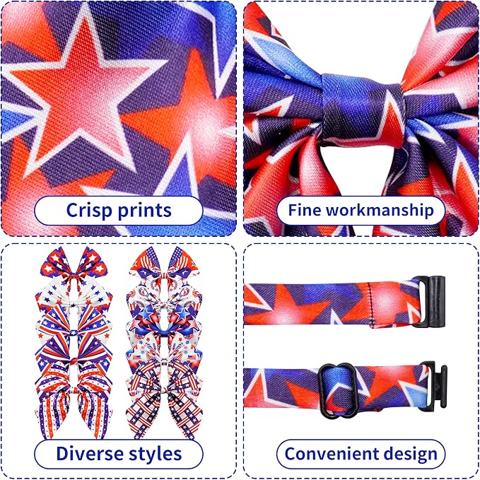 PET SHOW 10 Pack 4th of July Sailor Dog Bowties for Large Dogs