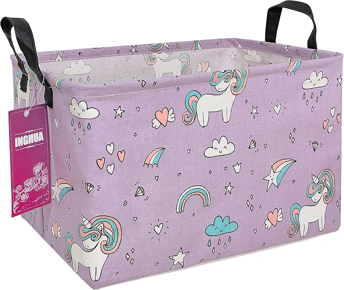 Rectangular Unicorn Storage Basket | Gifts Bag for Books,Clothes,Gifts,Pets-Perfect for Home,Office,Nursery,Dorm,Shelf