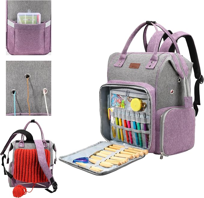 crochet bag,knitting bagBackpack and Tote Bag Storage Bag ，Large capacityYarn Storage Organizer Travel Crochet Bag Women Carrying Crochet Accessories Knitting Needles Crochet