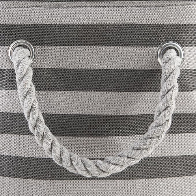 Bone Dry Pet Storage Collection Striped Paw Patch Bin, Large Round, Gray